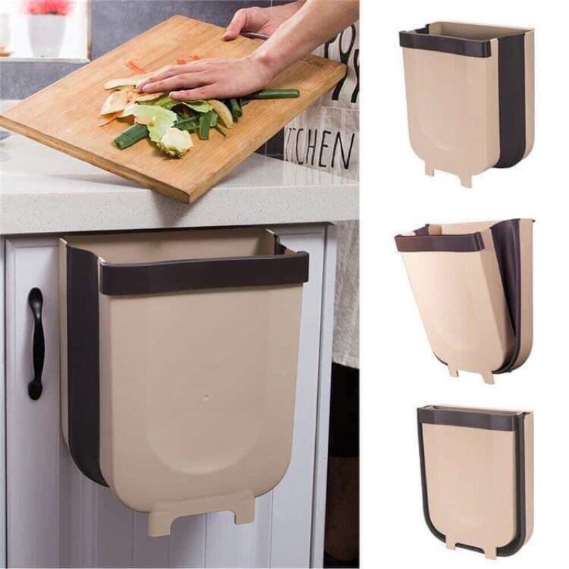 Thùng Rác Gấp Gọn Thông Minh Có Ngăn Để Túi Đựng Rác Tiện Lợi, Dùng Để Treo Tủ Bếp loại nhỏ