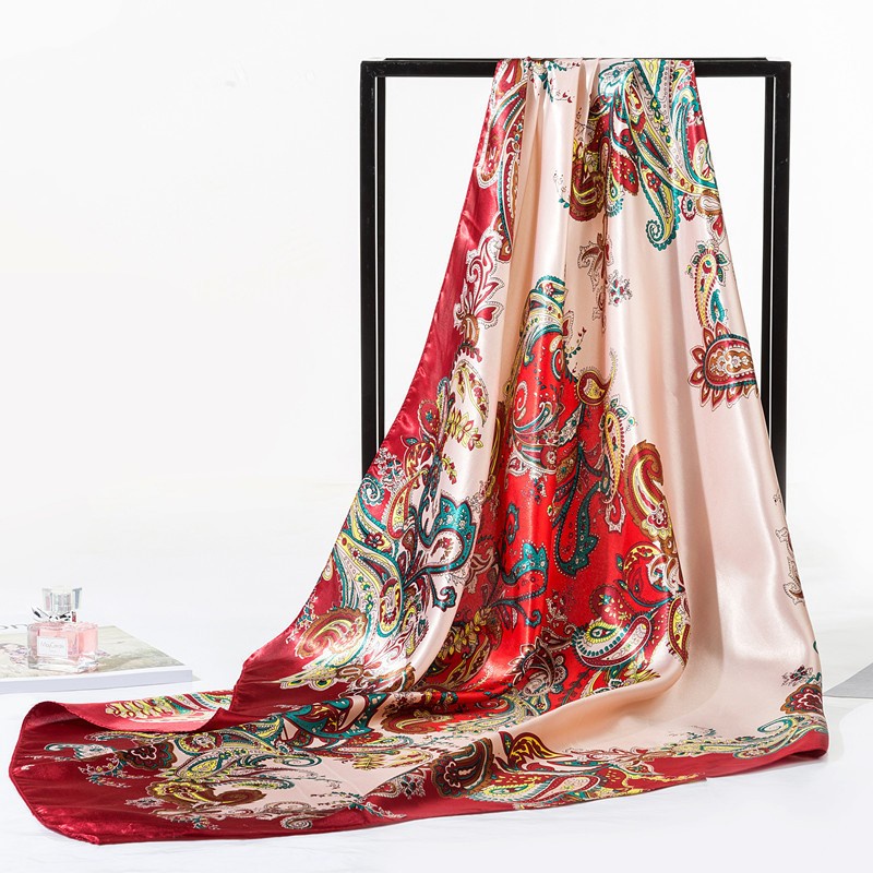 Khăn Choàng Vuông 90cm Vải Satin Thời Trang Cho Nữ WJ1001-27