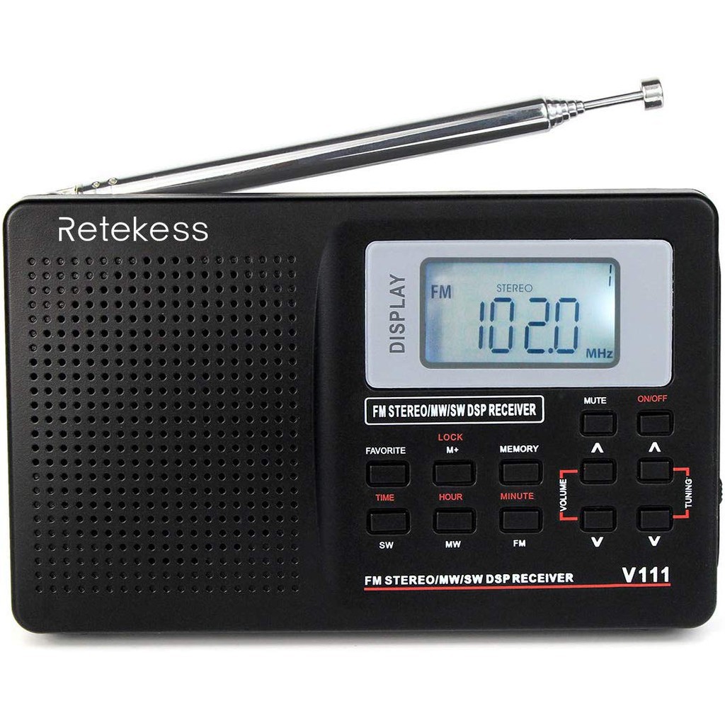 Radio Retekess V111 Hỗ Trợ Pin AM FM / AA Kèm Tai Nghe Tiện Lợi