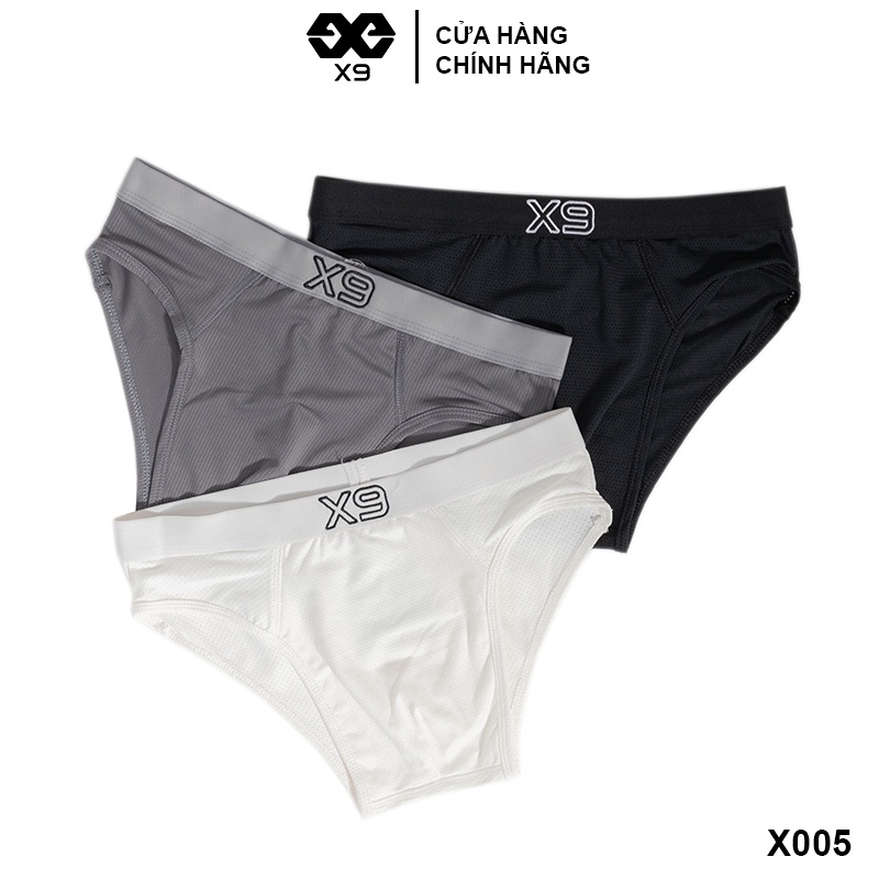Combo 3 Quần Lót Nam Tam Giác Brief Co Giãn Kháng Khuẩn Cotton Dệt Kim - Thương Hiệu X9 - X005