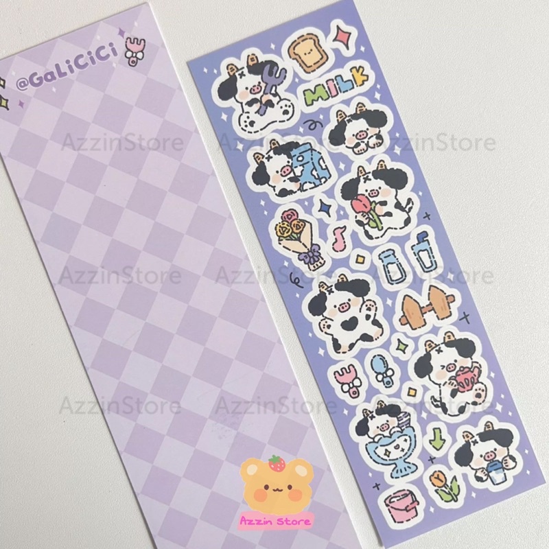 Nhãn Dán Hoạt Hình Dễ Thương Sticker Mèo Bò Gấu Dùng Để Trang Trí Thiệp Sổ Tay - Azzin Store