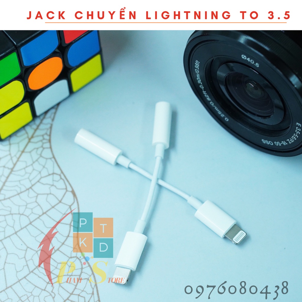 Jack Chuyển Đổi Tai Nghe IP 3.5 Sang Lightning Zin Máy cho IP 7,7 plus,8,x,11,12, 13, 13 Pro Max