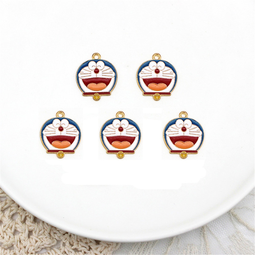 Bộ 5 Mặt Dây Chuyền Hình Mèo Hoạt Hình Đáng Yêu Bằng Hợp Kim