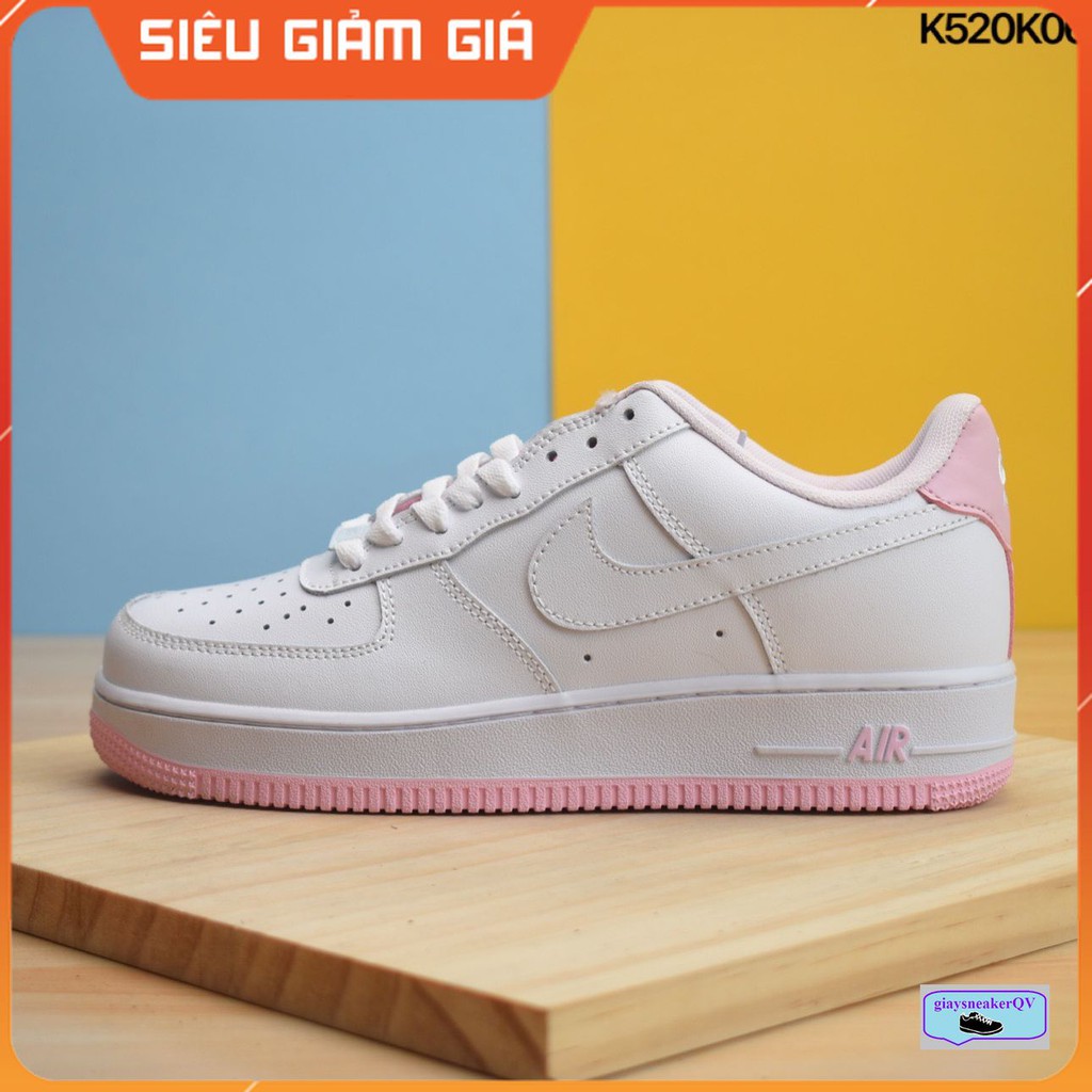 (Ảnh thật) Giày thể thao dành cho nữ Air Force 1 Low White Pink Foam ( GS) màu trắng gót hồng
