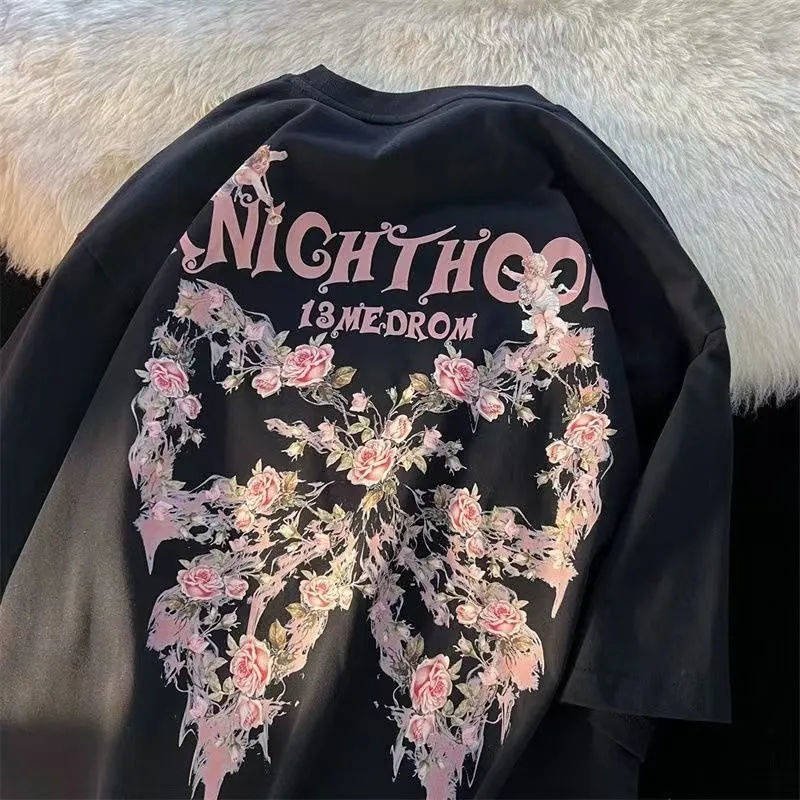 NRVP Áo Thun Mùa Hè Tay Cộc Oversize In Họa Tiết Phong Cách Hàn Quốc Cho Nam / Nữ