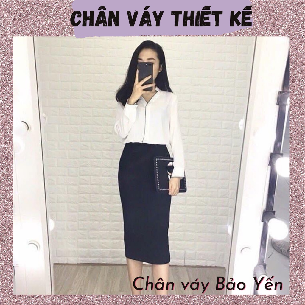 Chân váy bút chì dài xẻ sau màu đen (sẵn size) - M1A