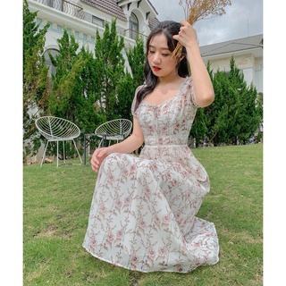 Đầm Aurora - Đầm maxi cổ vuông phối ren