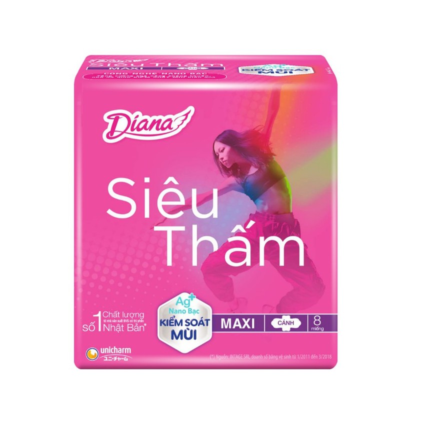 Băng Vệ Sinh Diana Maxi Siêu Thấm 8 Miếng / Gói