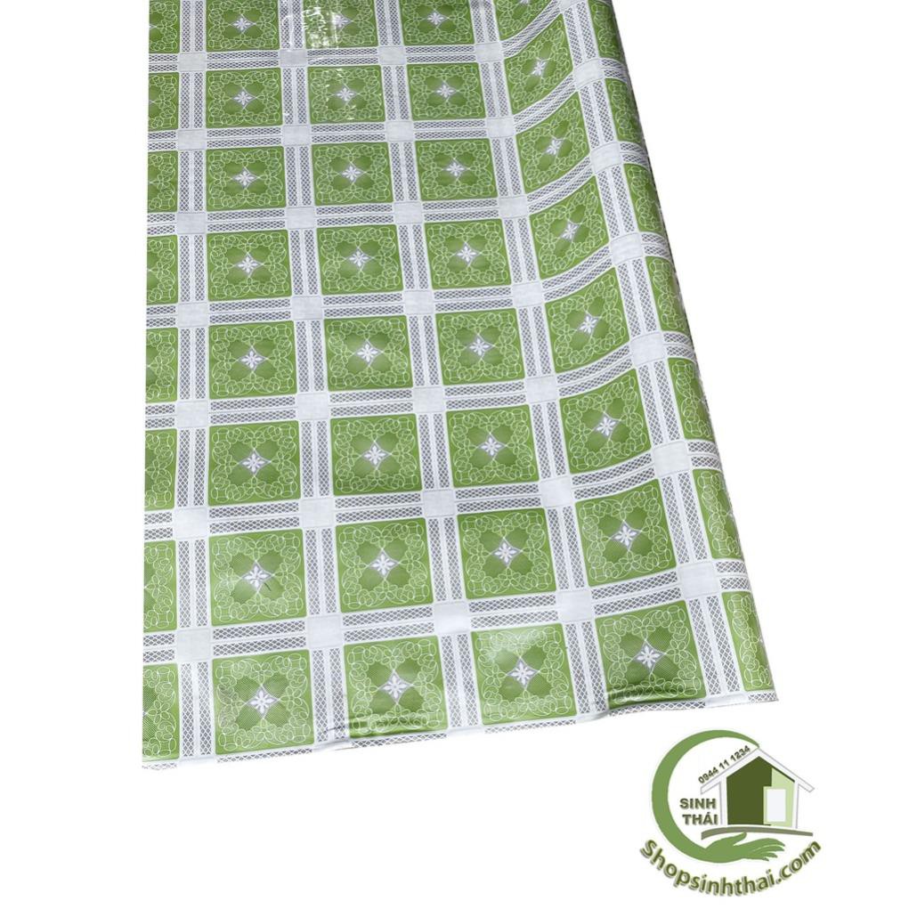 Thảm simili lót trải sàn ô vuông xanh lá kẻ sọc trắng - thảm nhựa pvc- 1m² - khổ 1m