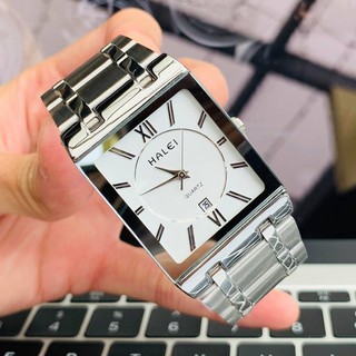Đồng hồ nam halei 564m dây bạc mặt vuông lịch lãm