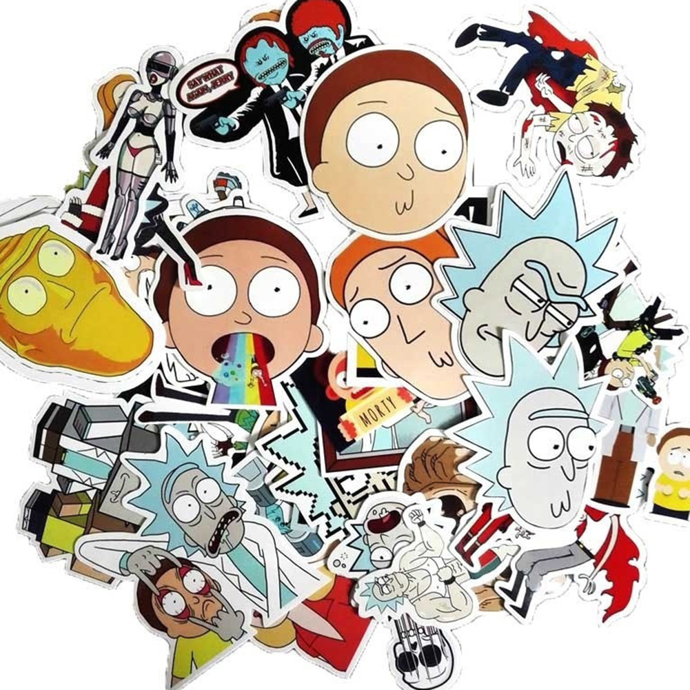 CarAcc 35Pcs/Set Rick and Morty Stickers Decals Drama DIY Decor for Snowboard Luggage