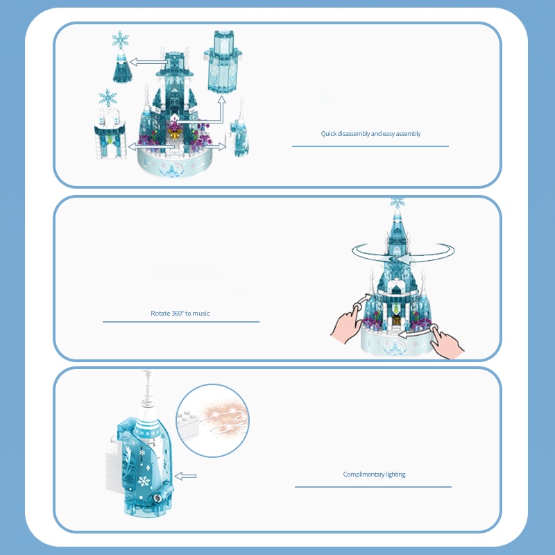 Đồ chơi khối lắp ráp Sluban 656016 mô hình lâu đài tuyết 574 mảnh phát nhạc cho bé