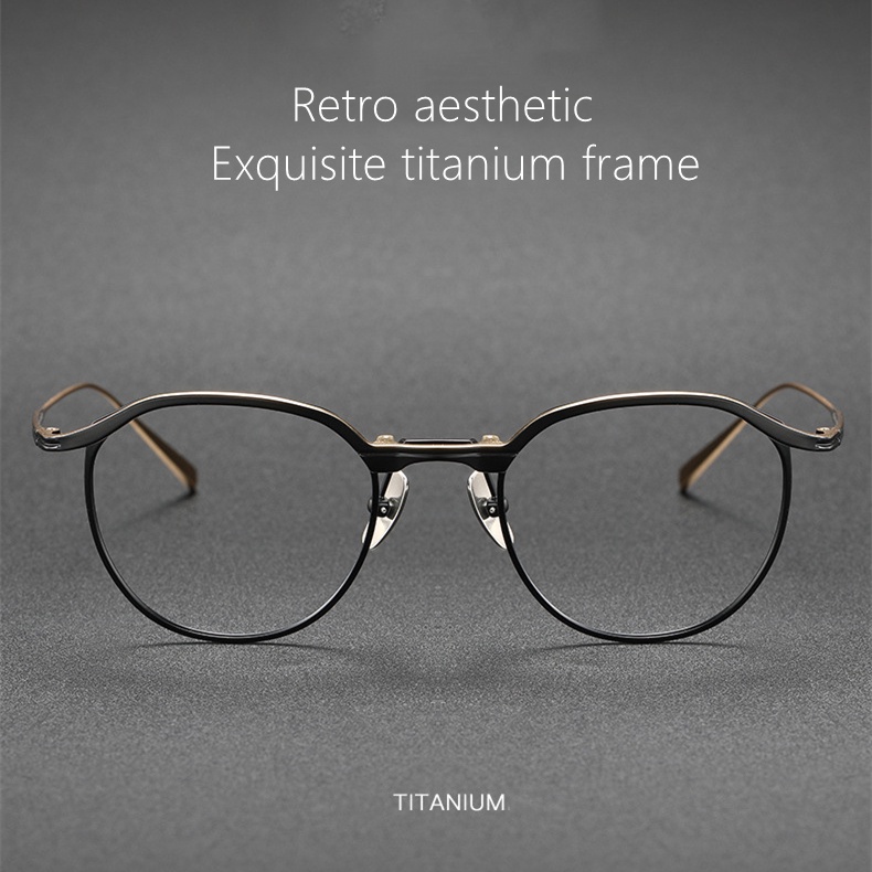 Mắt Kính Gọng Cong Tròn Bằng Titan Nguyên Chất Phong Cách Boston Nhật Bản Mới 2022 Cho Nam Và Nữ