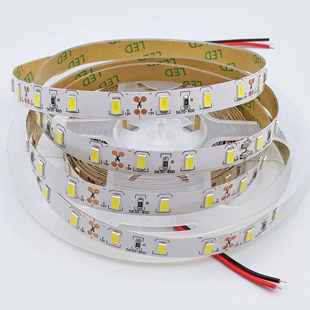 Led dây 5630 12V ánh sáng trắng 6000K 1 mét 60 bóng không phủ epoxy