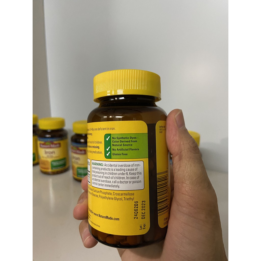 USA- Viên uống sắt Iron 65mg Nature Made 180/365 viên