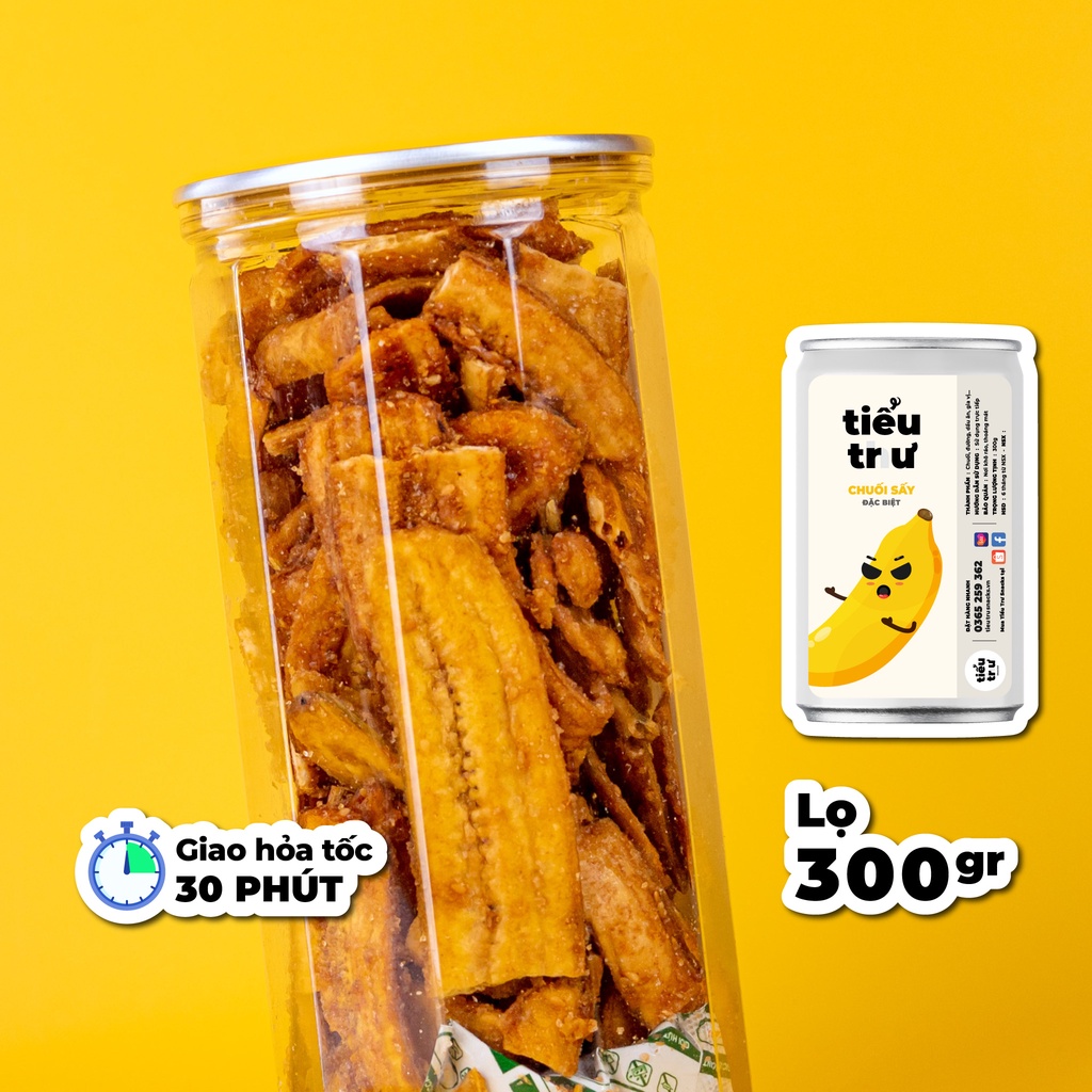 Chuối sấy mè giòn đường đặc biệt | 300g | Ăn vặt Tiểu Trư Snacks Hà Nội ngon rẻ