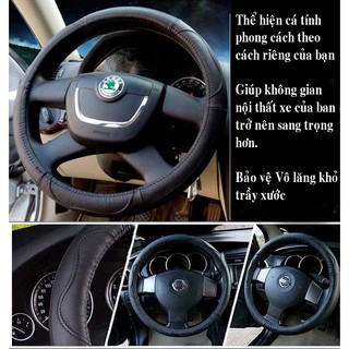 Bọc vô lăng Da cao cấp mẫu mới 2018 (Đen)