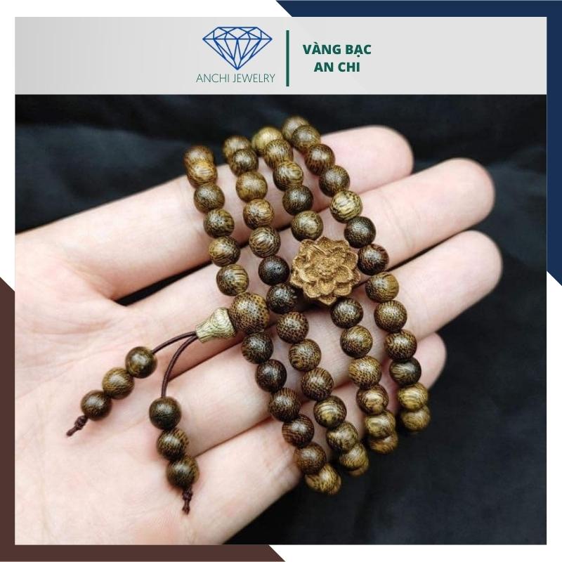 Vòng tay trầm hương hoa sen, chuỗi trầm 108 hạt nhỏ cho nữ  Anchi Jewelry