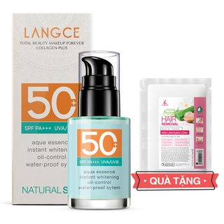 Kem Chống Nắng Trang Điểm 2in1 Spf45  30ml TẶNG Kem Làm Rụng Lông Trắng Da 20ml LANGCE