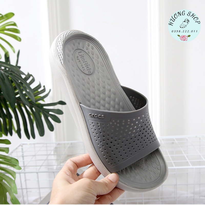 Hàng Full box, Dép lê Literide quai ngang Ghi Full êm mềm nhẹ cho nam nữ