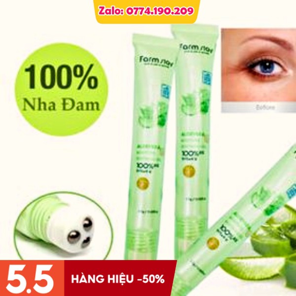 Lăn Mắt Nha Đam Farm Stay Hàn Quốc, Giảm Thâm Quầng Mắt Sưng Bọng Mắt 30ml