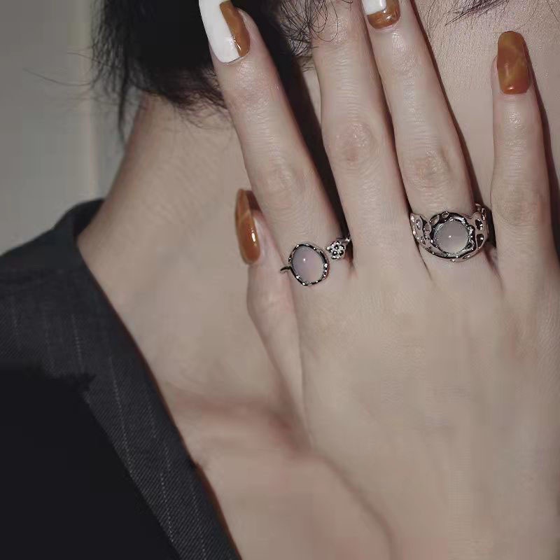 Nhẫn hợp kim đính đá Opal thời trang sang trọng cho nữ