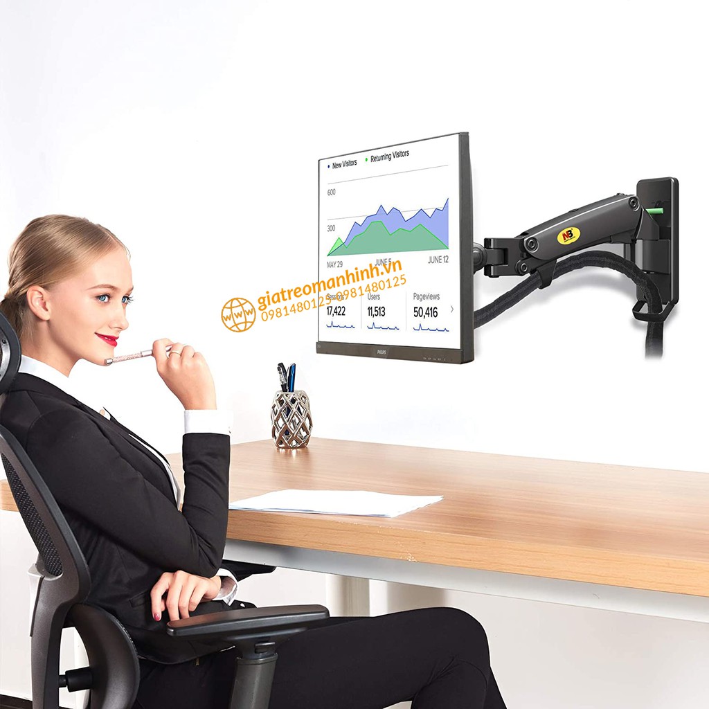 Giá Treo Màn Hình NB-F120 Tương Thích Màn 17 - 27 Inch / Lắp Đặt Treo Tường Tùy Chỉnh Đa Năng - Xoay Màn 360 Độ