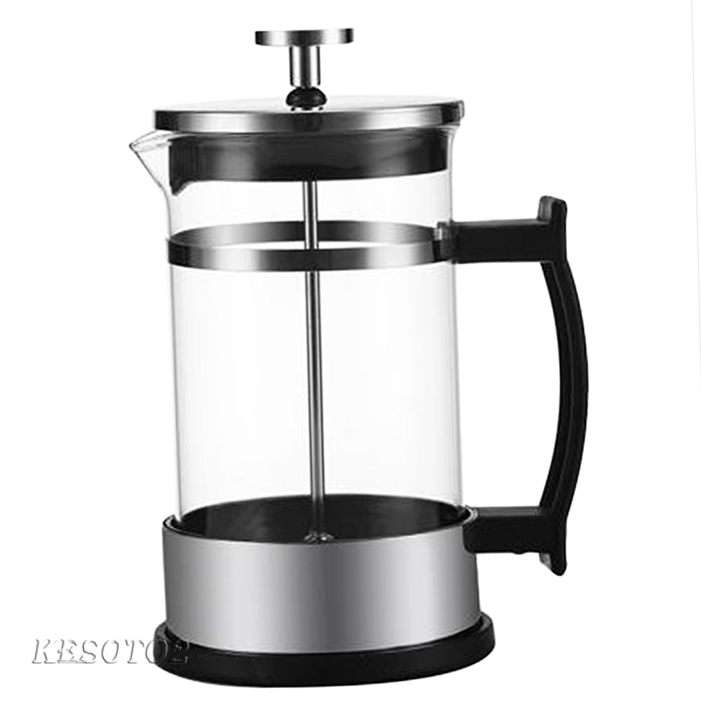 Stainless Glass French Press Cafetiere Coffee Maker 350ml/12oz Silver 1-2Cup
