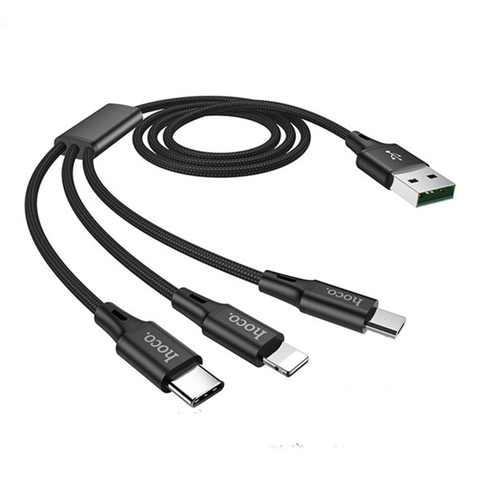 Cáp Sạc 3 Đầu 3 In 1 Hoco CX3 (Lightning + MicroUSB + Type-C) Sạc Nhiều Thiết Bị Cùng Lúc