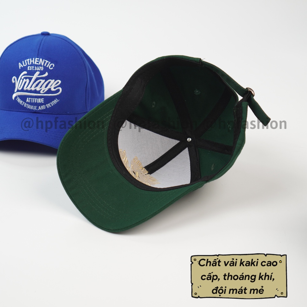 Mũ lưỡi trai ❤️ Nón kết thêu hình chữ Vintage chất kaki phong cách Ulzzang form unisex nam nữ N85 - Happy Style