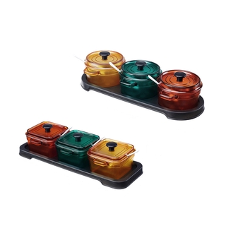 Bộ hộp đựng gia vị bằng nhựa có nắp và muỗng đính kèm sử dụng trong nhà bếp