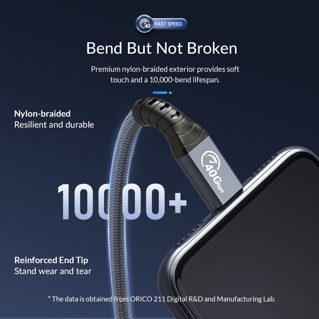 ORICO Dây Cáp Sạc Nhanh 4 Cổng USB C PD 100W 8K/60Hz 40Gbps Type C USB 4.0 Cho MacBook Pro(TBZ4)