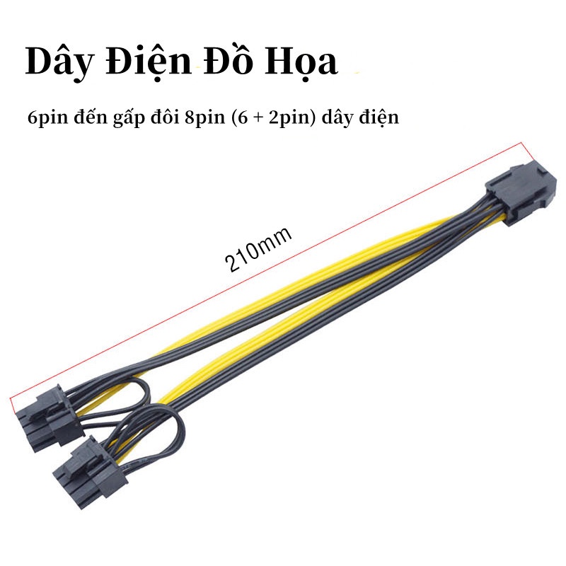 6 Pin ra 2 Đầu 8 Pin Card đồ họa Cáp Chia Nguồn Vga Pci-E 6-pin Sang 2 X 8-pin/ 2 X 8 Pin