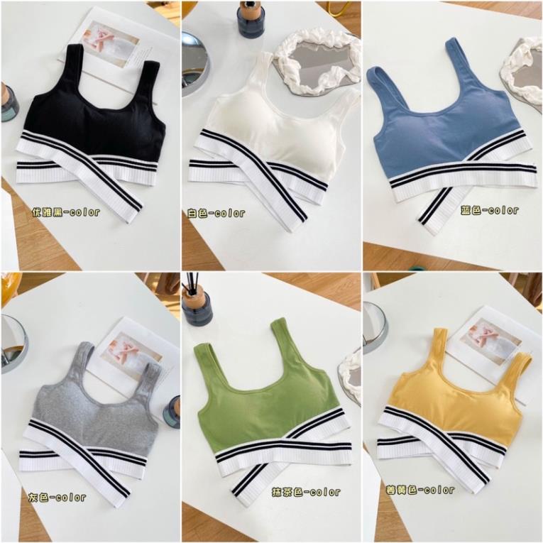 Áo bra tập thể thao vạt chéo croptop phong cách Hàn Quốc có đệm ngực A81