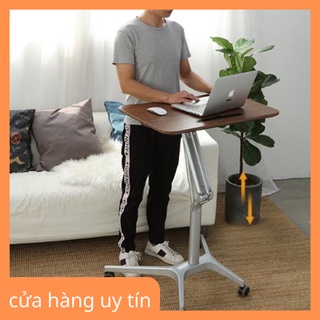 Bàn làm việc di động thông minh có bánh xe, bàn laptop thông minh có bánh xe vân gỗ chân thép không gỉ cao cấp