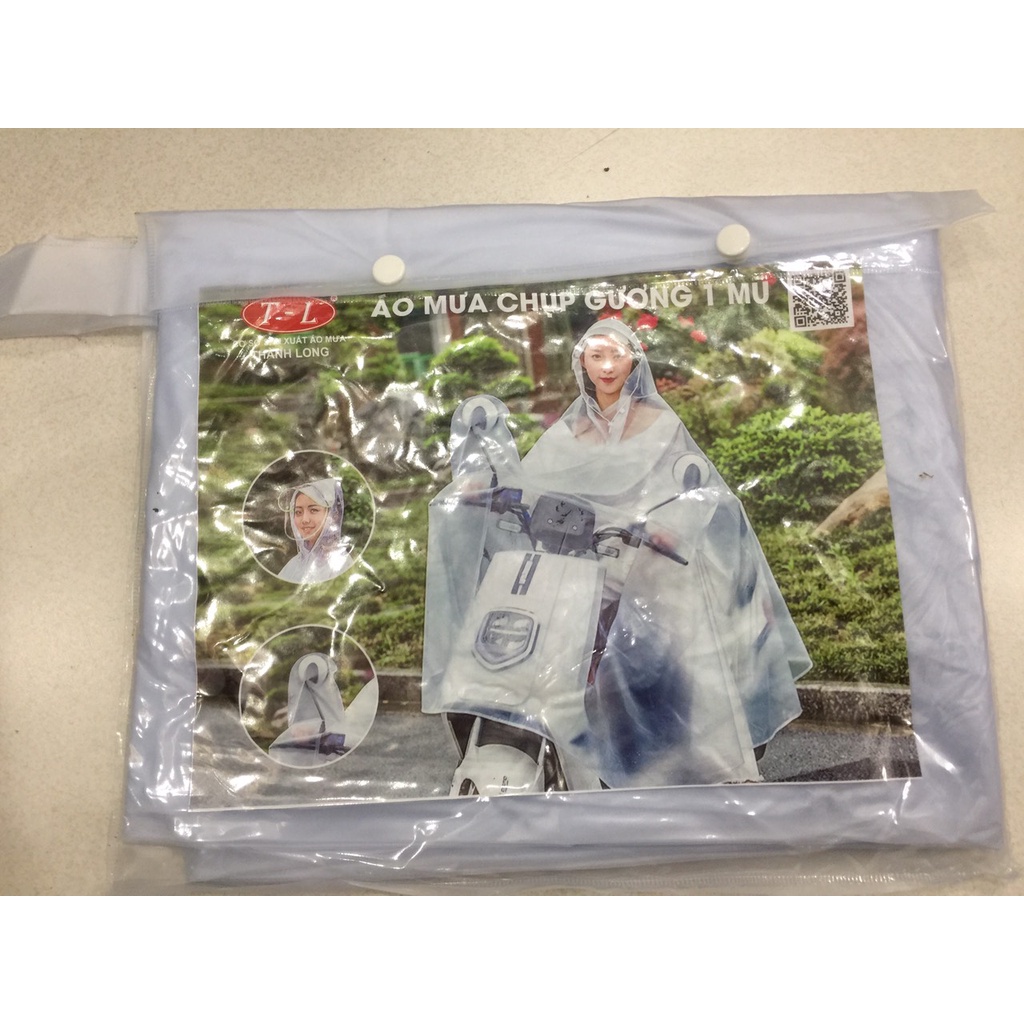 Áo mưa cánh dơi trong mờ có kính che mặt White Cloudy Thành Long