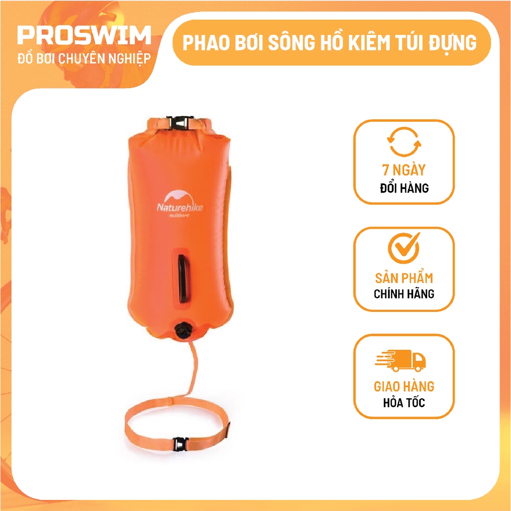 Phao Bơi Sông Hồ Biển Openwater Kiêm Túi Đựng Đồ Khô NatureHike Màu Cam