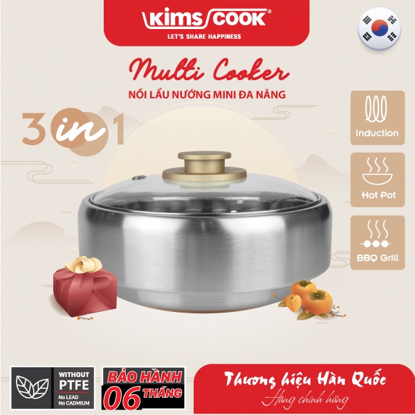 Nồi lẩu nướng mini đa năng 3 trong 1 Kims Cook