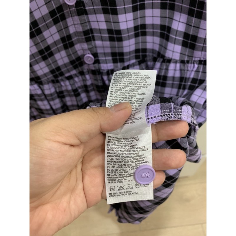 Đầm H&M caro tím size M chính hãng mới 95%
