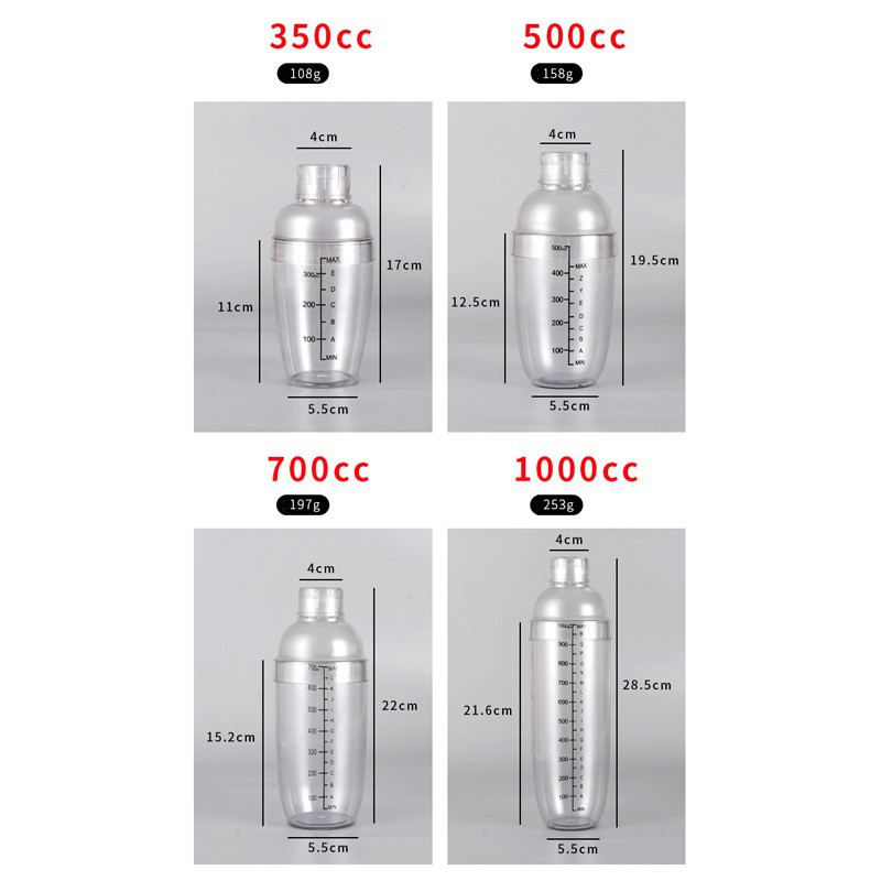 Bình Pha Chế Trà Sữa Shaker Chia Vạch Đen