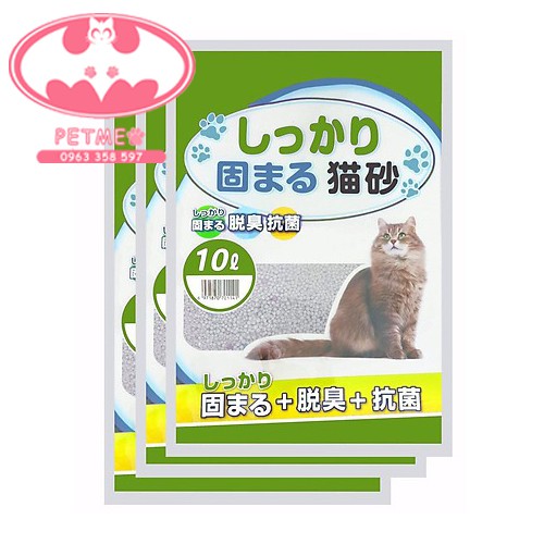 Cát Nhật trắng vệ sinh cho mèo 3 mùi hương 10L dạng túi tiết kiệm - PETMEO