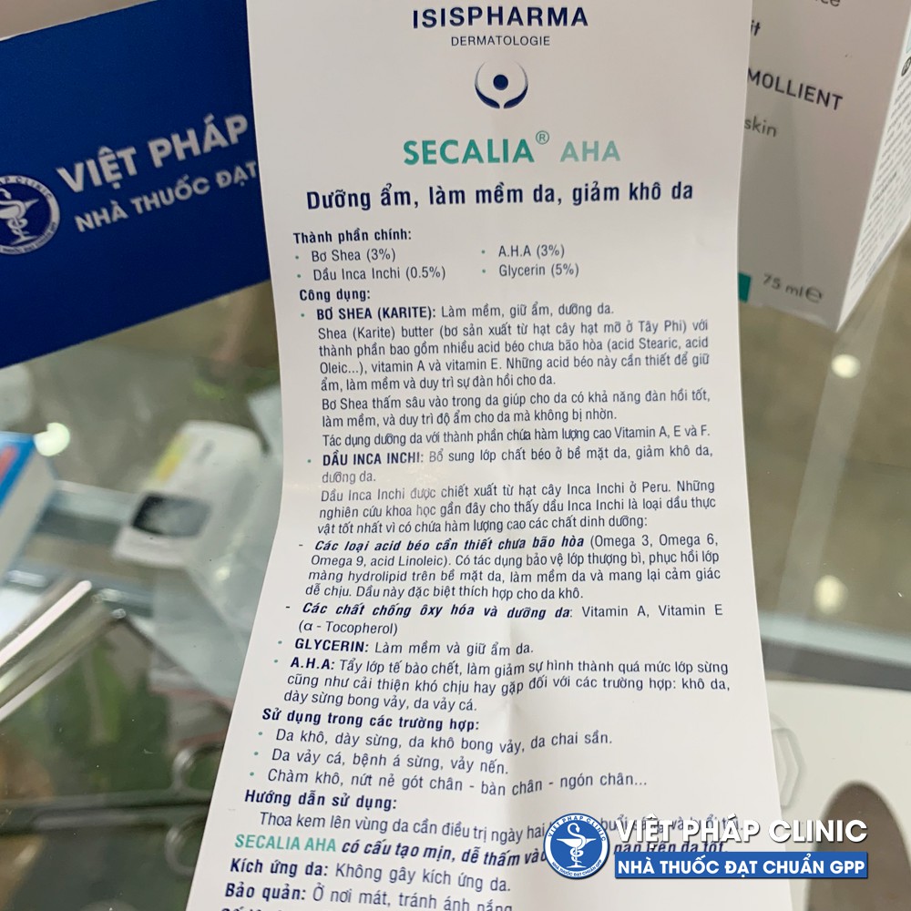 Kem Dưỡng Ẩm Giảm Khô Da, Dày Sừng ISIS PHARMA SECALIA AHA (75ml)