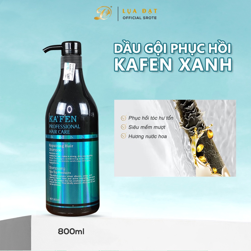 Dầu gội phục hồi KAFEN xanh mềm mượt tóc, hương nước hoa 800ml