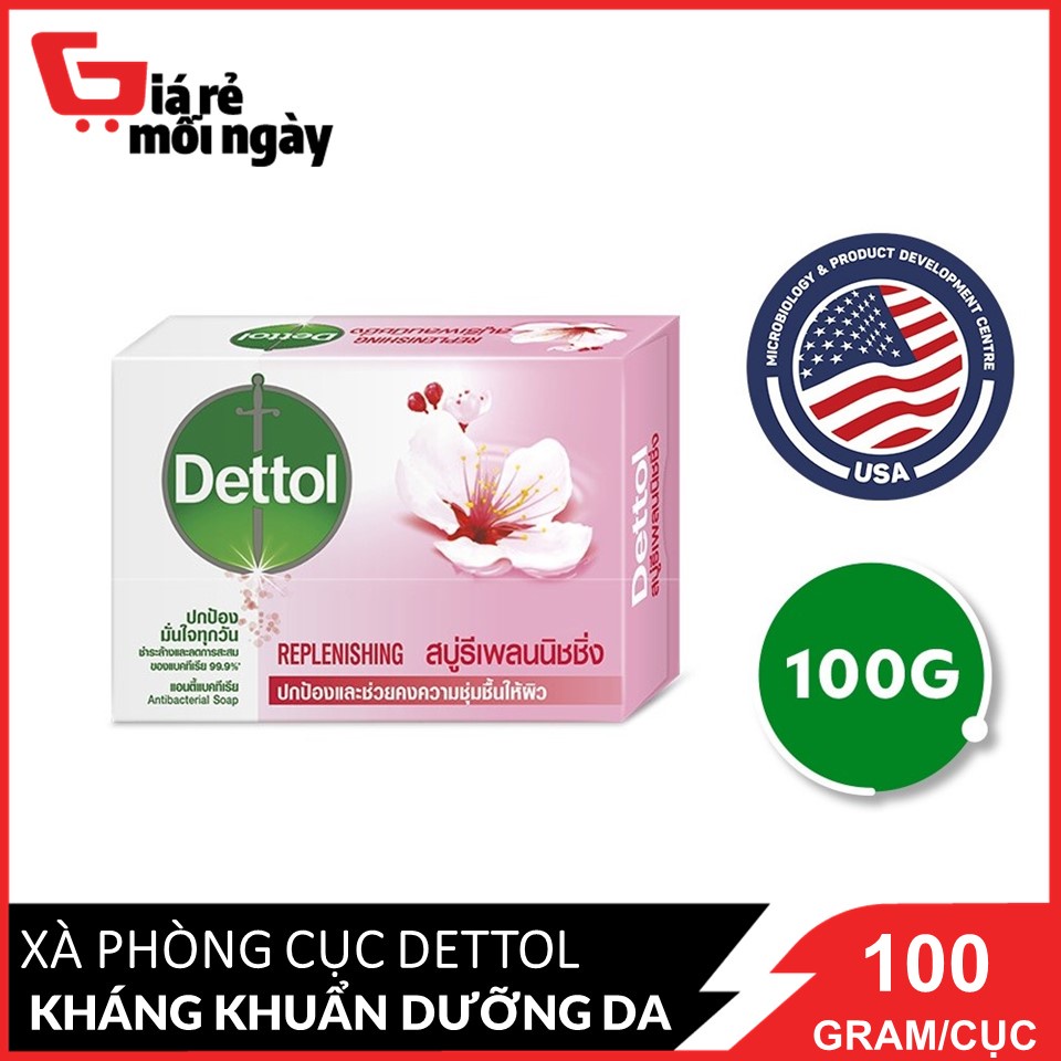 Xà bông cục Dettol Kháng khuẩn dưỡng da (Hồng) 100g