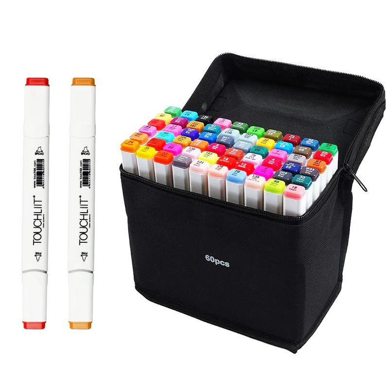 Bút màu Marker Touchliit 6 bản Mới Túi Vải 30/60/80 họa cụ bút dạ màu vẽ học sinh - B62