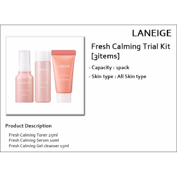 Bộ Dưỡng Da Mini Laneige Fresh Calming Trial Kit 3 Sp