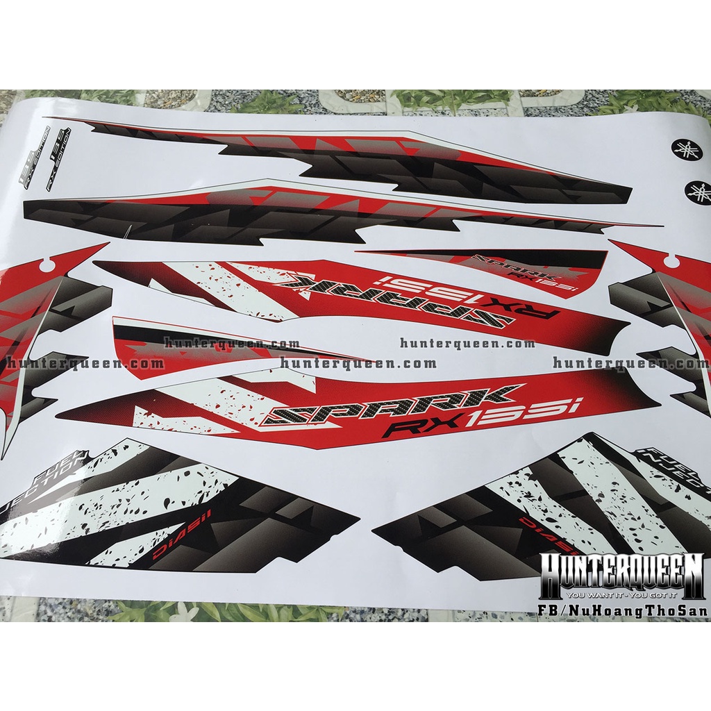 Tem rời dán xe Exciter 135, Spark đen đỏ. Chất liệu decal cao cấp không bay màu