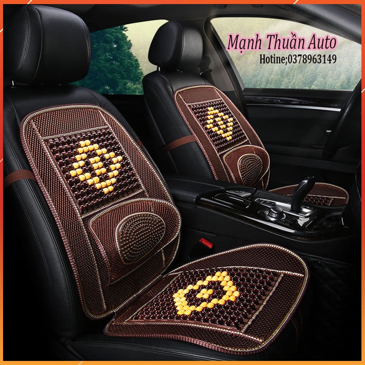 Tựa lưng lót ghế ô tô massage ,đan xen hạt gỗ. Thoang mát ,dễ chịu
