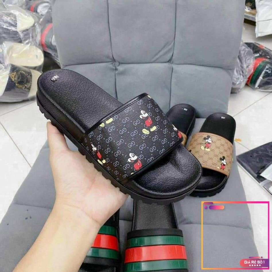 Dép lê mickey gucci GC GG nam đen nâu , Dép quai ngang nam hot trend 2021 full size 36-43 - Bin Store -v01