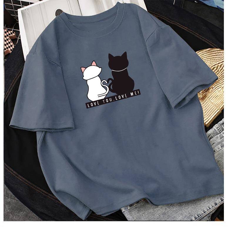 NRVP Áo thun ngắn tay dáng rộng họa tiết xinh xắn phong cách Hàn Quốc thời trang 2021 dành cho nữ